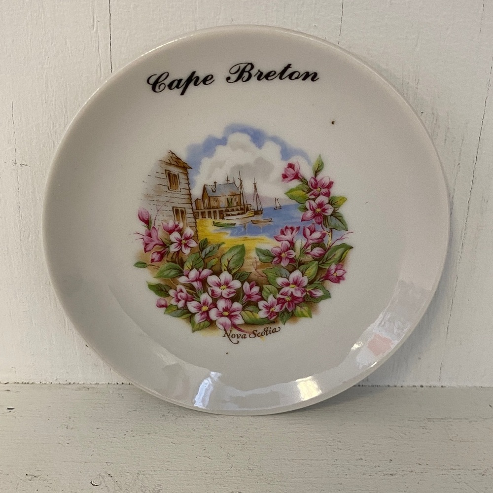 Cape Breton, Nova Scotia  4 inch Decorative Plate with Floral Design. Excellent
